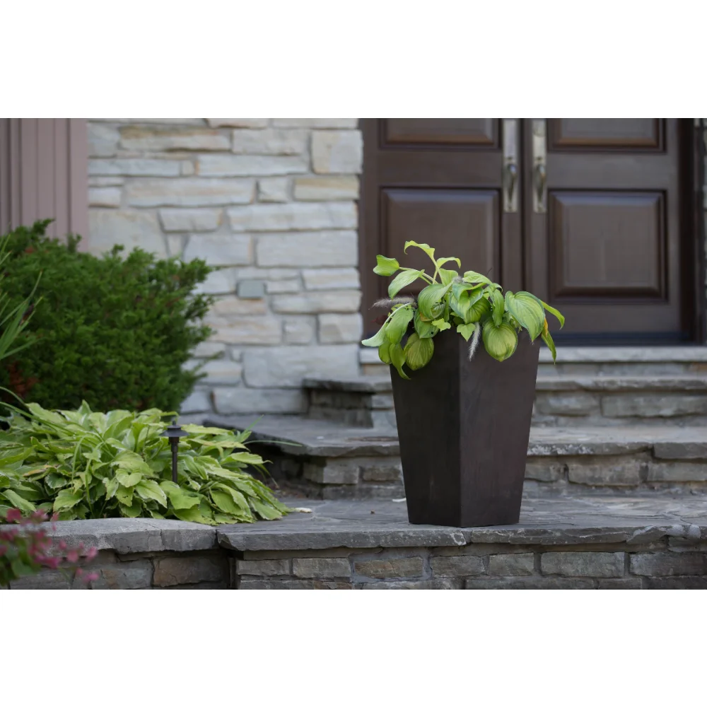 

Algreen Valencia Planter, Square Taper Planter with Elevated Plant Shelf, 14-In. by 24-In. Height, Chocolate Marble