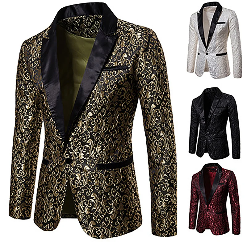 Blazer European and American Men's Suit Jacket Solid Color Jacquard One Buckle Black Lapel Prom Party Gentleman Costume Suit
Blazer European and American Men's Suit Jacket Solid Color Jacquard One Buckle Black Lapel Prom Party Gentleman Costume Suit