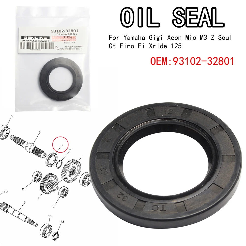 Axle Drive Oil Seal For Yamaha Gigi Xeon Mio M3 Z Soul Gt Fino Fi Xride 125 93102-32801
Axle Drive Oil Seal For Yamaha Gigi Xeon Mio M3 Z Soul Gt Fino Fi Xride 125 93102-32801