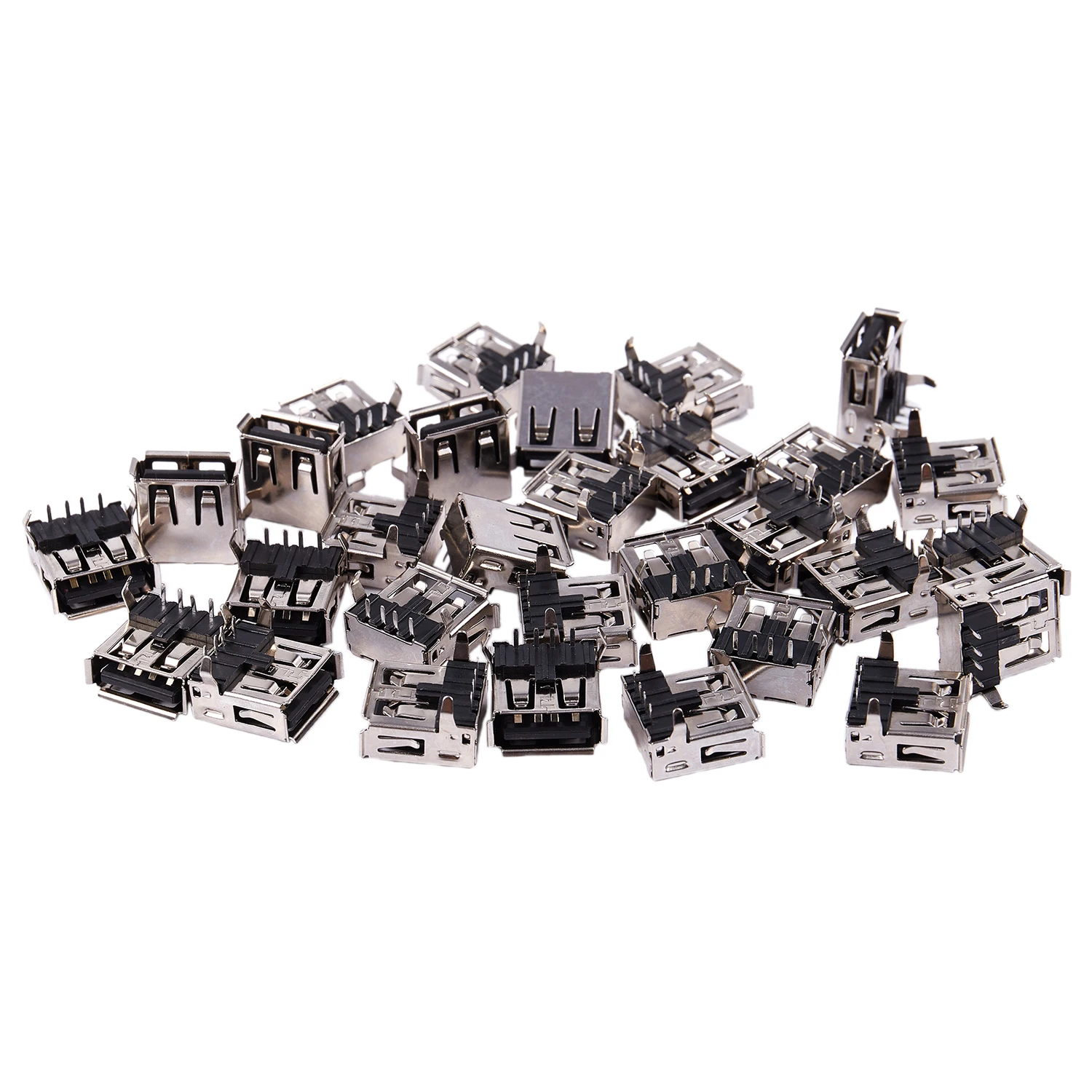 30 Pcs 15mm USB 2.0 Female Type A Port 4-Pin DIP 90 Degree Jack Socket Black+Silver
30 Pcs 15mm USB 2.0 Female Type A Port 4-Pin DIP 90 Degree Jack Socket Black+Silver