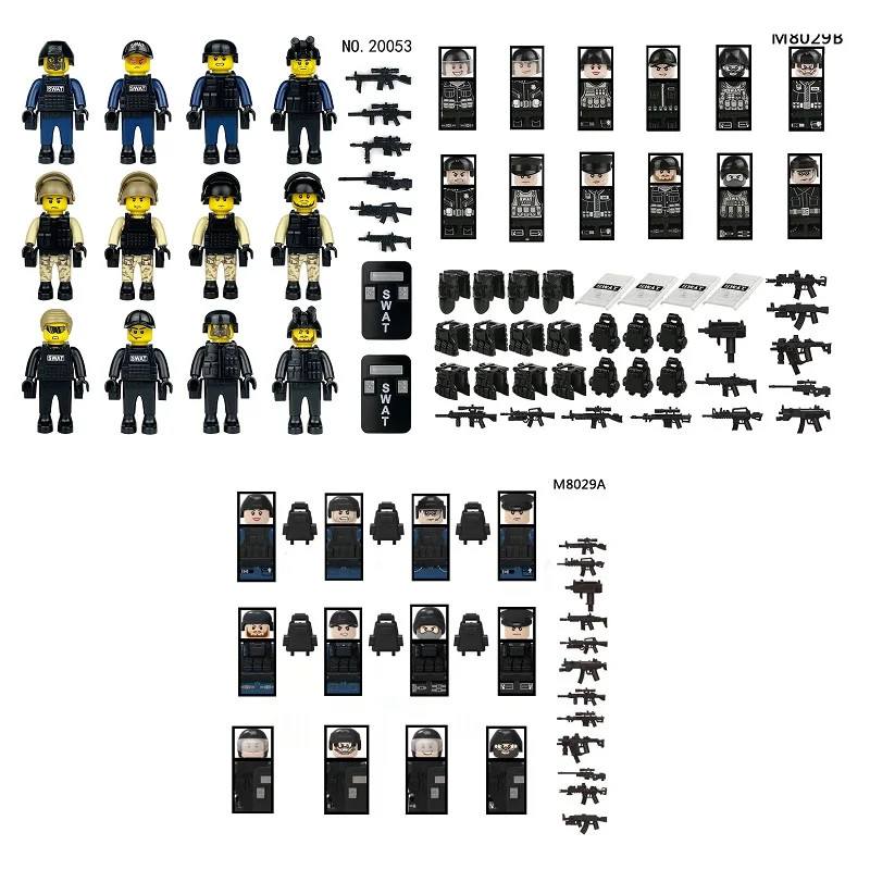 

Спецназ городская полиция щит армия солдаты пистолеты MOC военное оружие Минифигурки строительные блоки фигурки мини детские игрушки