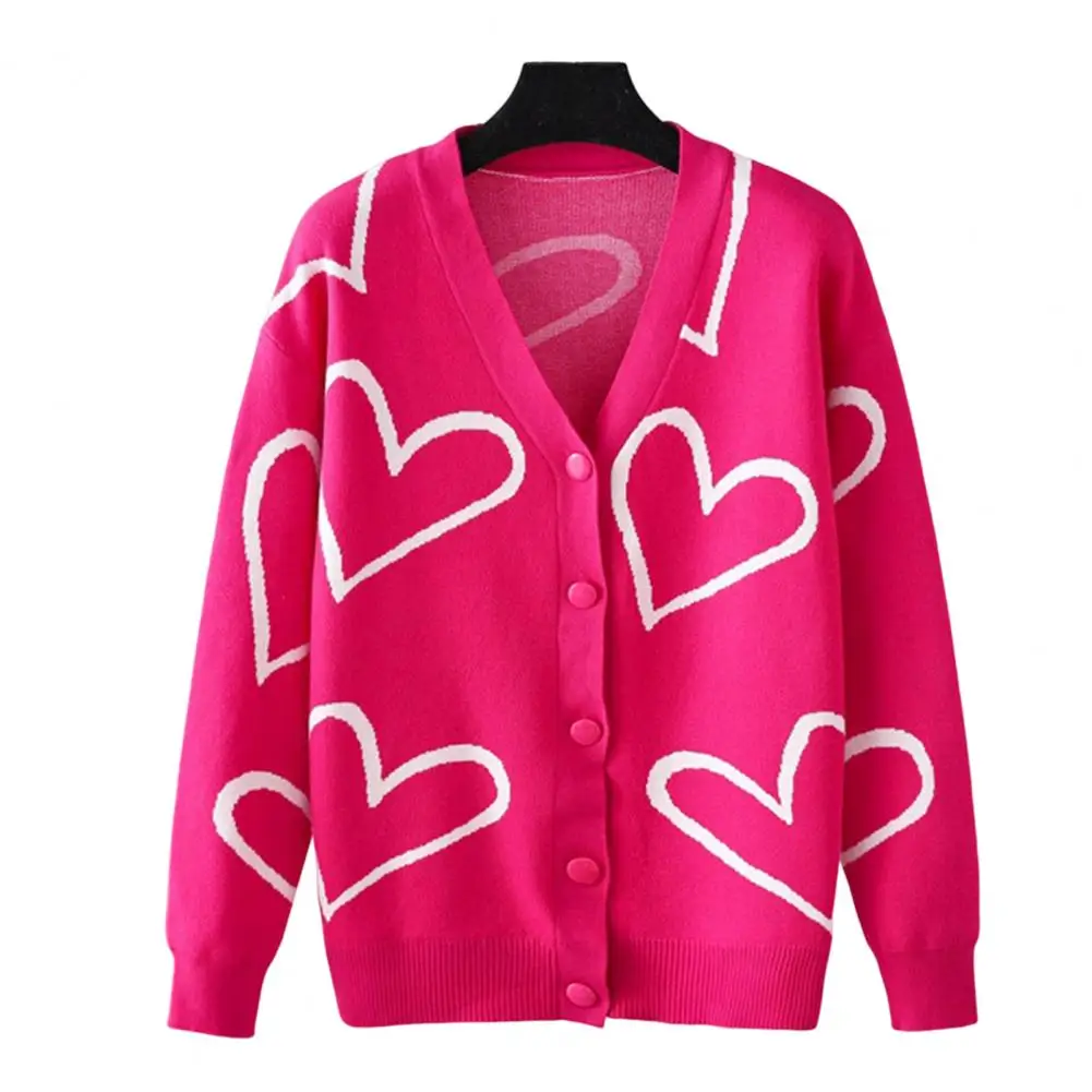 Women Sweater Coat Thick Cozy Casual Single-Breasted Heart Printed Knitted Cardigan Outerwear
Women Sweater Coat Thick Cozy Casual Single-Breasted Heart Printed Knitted Cardigan Outerwear