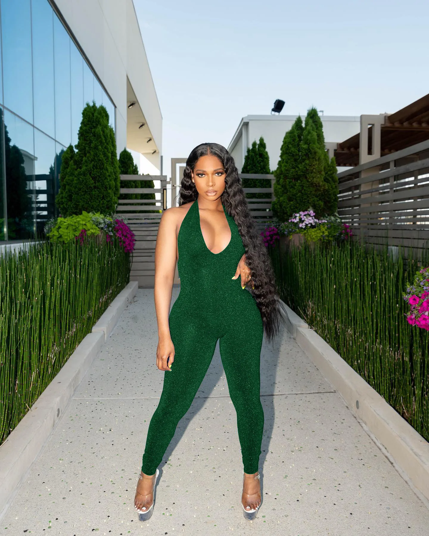 Women Sexy Club Night Party Halter Neck Open Back Deep V-neck Bodycon Sleeveless Jumpsuit
Women Sexy Club Night Party Halter Neck Open Back Deep V-neck Bodycon Sleeveless Jumpsuit