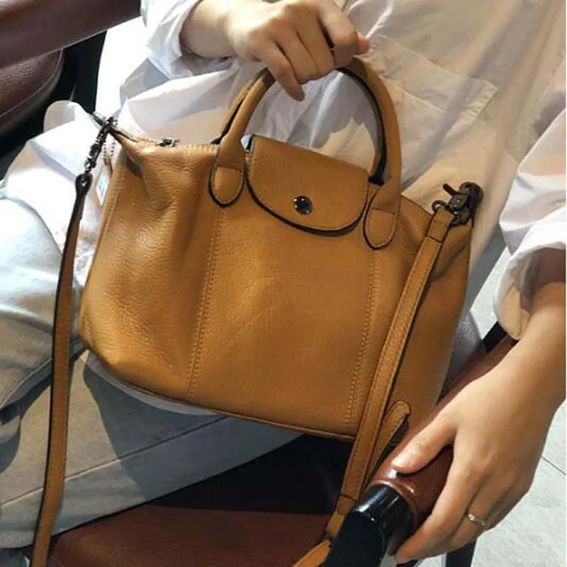 

Soft Genuine Leather Bag Handbags Elegent Cowhide Hobos Shoulder Bag Female Tote Simple Casual Retro Lady Shoulder Bags