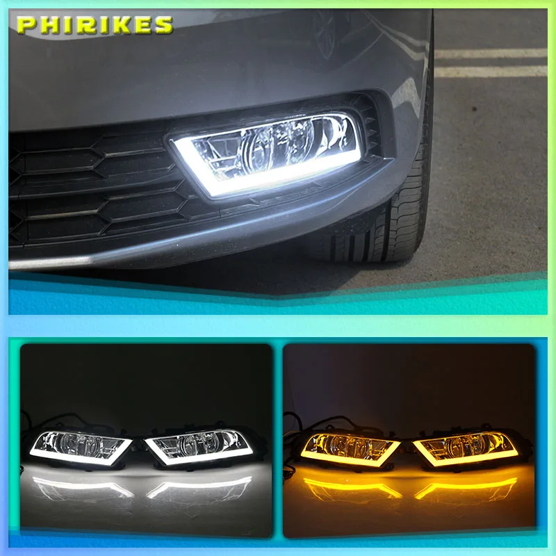 

For Skoda Superb 2013-2015 Super Brightness Waterproof ABS Car DRL 12V LED Daytime Running Light With Fog Lamp Cover