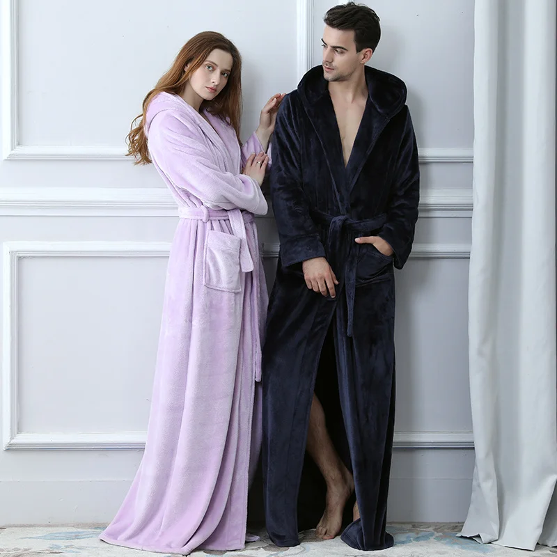 Men Winter Plus Size Long Warm Coral Flce Bathrobe Hooded Flannel Bath Robe Body 40-110KG Cozy Dressing Gown Women Slpwear
Men Winter Plus Size Long Warm Coral Flce Bathrobe Hooded Flannel Bath Robe Body 40-110KG Cozy Dressing Gown Women Slpwear