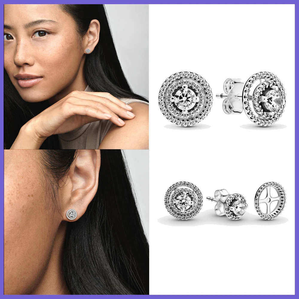 New Silver Color Earring Sparkling Double Halo Forget Me Not Domed Golden Heart Stud Earrings For Women Fashion DIY Jewelry
New Silver Color Earring Sparkling Double Halo Forget Me Not Domed Golden Heart Stud Earrings For Women Fashion DIY Jewelry