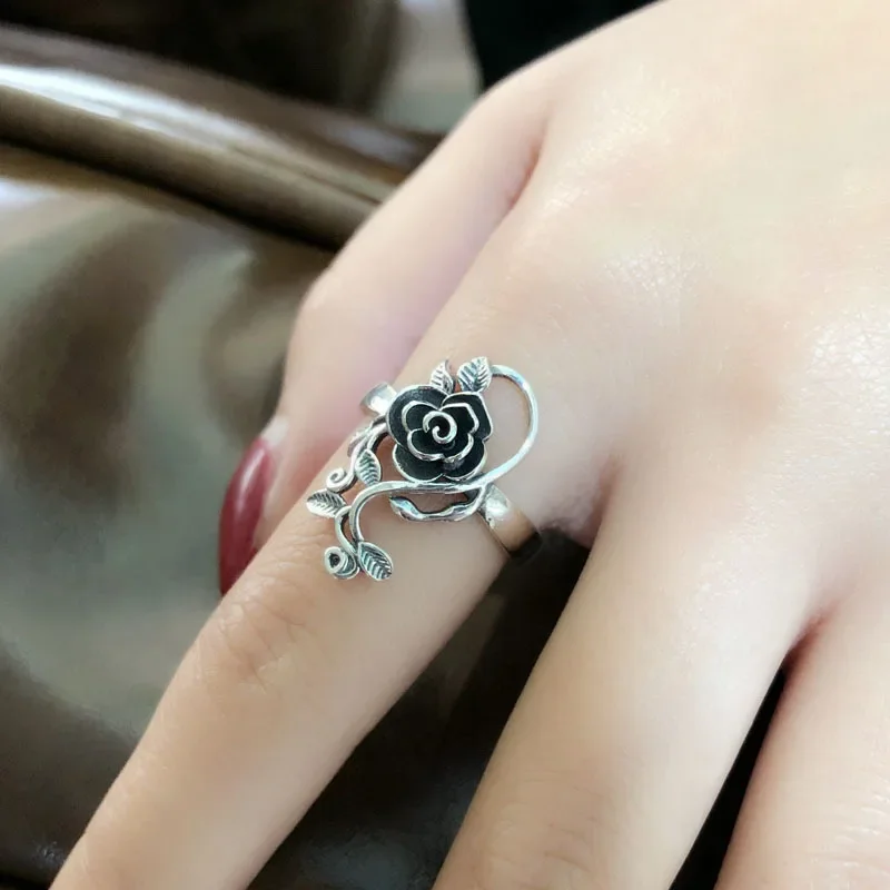 925 Sterling Silver Unique Vintage Rose Ring for Women Adjustable Retro Flower Fine Jewelry for Party Birthday Gift
925 Sterling Silver Unique Vintage Rose Ring for Women Adjustable Retro Flower Fine Jewelry for Party Birthday Gift
