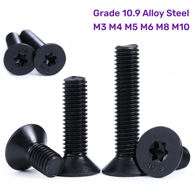 1~10pcs Black Six-Lobe Torx Head Flat Countersunk Screw M3 M4 M5 M6 M8 M10 Grade 10.9 Alloy Steel Anti-theft Security Bolt
1~10pcs Black Six-Lobe Torx Head Flat Countersunk Screw M3 M4 M5 M6 M8 M10 Grade 10.9 Alloy Steel Anti-theft Security Bolt