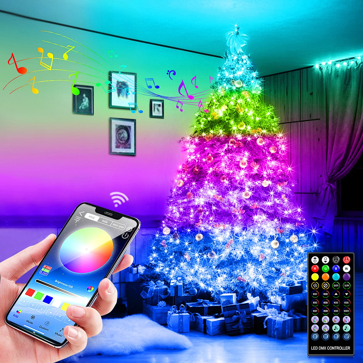 Светодиодная RGB-гирлянда WS2812B, уличный светильник с Bluetooth, праздничное украшение для дома, Рождества, свадьбы
Светодиодная RGB-гирлянда WS2812B, уличный светильник с Bluetooth, праздничное украшение для дома, Рождества, свадьбы