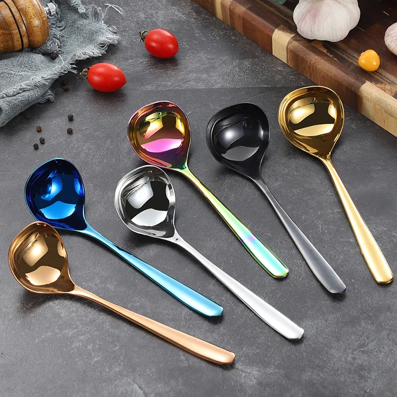 

304 Stainless Steel Korean Soup Spoon Long Handle Noodles Ramen Tablespoons Hot Pot Scoop Kitchen Cooking Tableware Skimmer