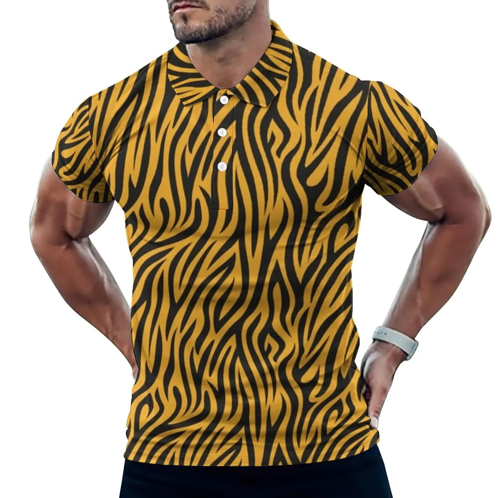 Рубашка-поло мужская с принтом тигра, Повседневная модная рубашка в полоску, с коротким рукавом, с воротником, большие размеры, лето
Рубашка-поло мужская с принтом тигра, Повседневная модная рубашка в полоску, с коротким рукавом, с воротником, большие размеры, лето