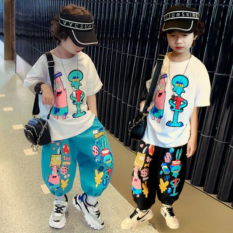 Girls Fashion Sports Pants Sets Summer Kids Short Sleeve Cartoon Print T-Shirt Suits Children's Casual Tees 2pcs Teenage Clothes
Girls Fashion Sports Pants Sets Summer Kids Short Sleeve Cartoon Print T-Shirt Suits Children's Casual Tees 2pcs Teenage Clothes