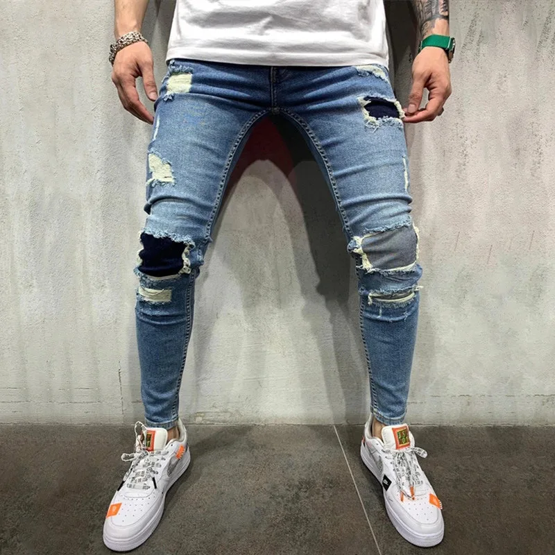 2022 New Men's Jeans Youth Hole Slim Fit Patch Casual Leggings Men's Pencil Pants Fashion Streetwear Full Length Denim Trousers
2022 New Men's Jeans Youth Hole Slim Fit Patch Casual Leggings Men's Pencil Pants Fashion Streetwear Full Length Denim Trousers