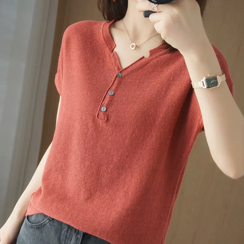 V-neck half sleeve T-shirt women's 2022 new loose solid color short sleeve top pure cotton
V-neck half sleeve T-shirt women's 2022 new loose solid color short sleeve top pure cotton