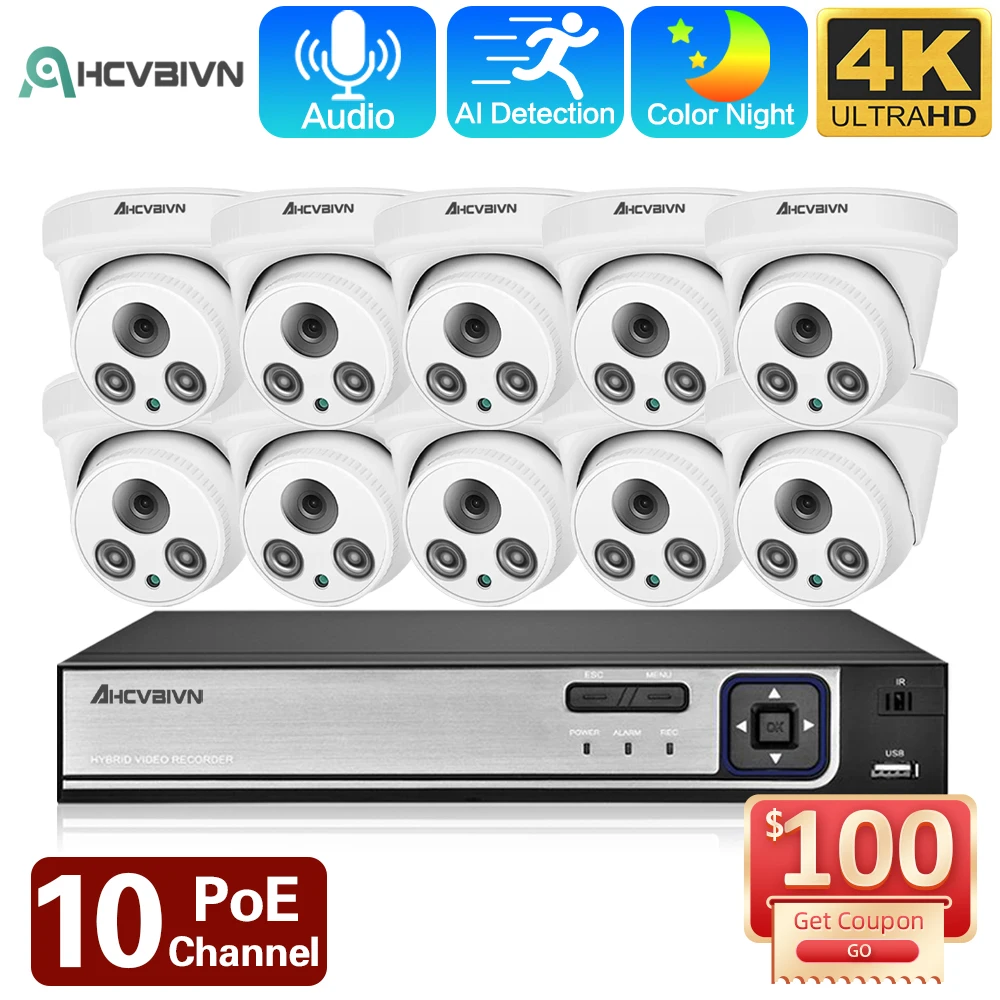 8CH 8MP POE Video Security System 4K 8MP Super HD Outdoor Dome IP Cameras with Color Night Vision 1 Way Audio System
8CH 8MP POE Video Security System 4K 8MP Super HD Outdoor Dome IP Cameras with Color Night Vision 1 Way Audio System