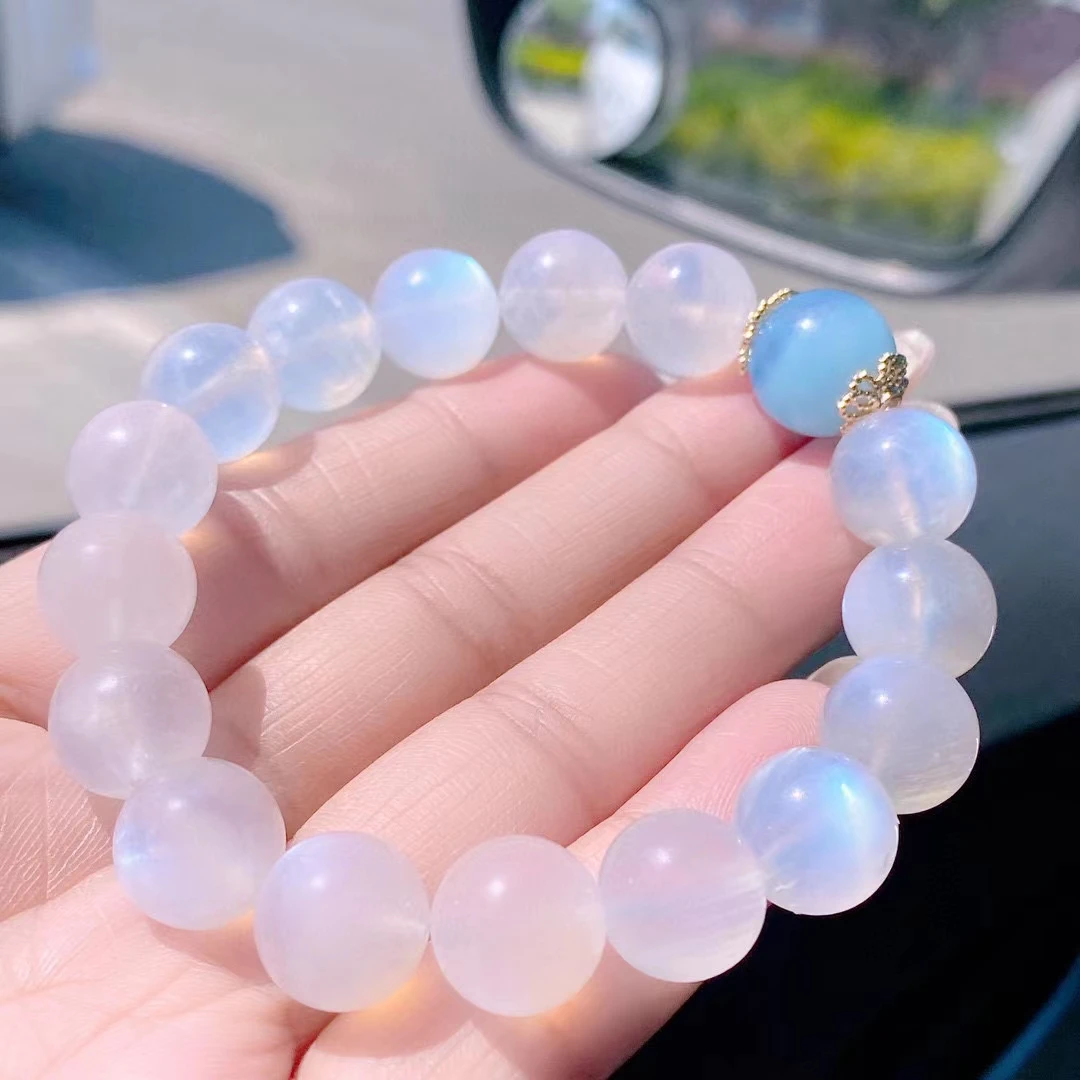 Natural Blue Light Moonstone Clear Round Beads Bracelet 12mm Women Men Stretch Crystal Aquamarine Clear Beads Bracelet AAAAAA
Natural Blue Light Moonstone Clear Round Beads Bracelet 12mm Women Men Stretch Crystal Aquamarine Clear Beads Bracelet AAAAAA