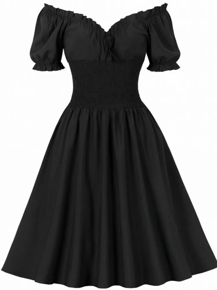 Halloween Gothic Elegant Vintage Solid Swing Dress Summer Casual Pleated Party Dress Women Fashion Office A-Line Midi Dress
Halloween Gothic Elegant Vintage Solid Swing Dress Summer Casual Pleated Party Dress Women Fashion Office A-Line Midi Dress