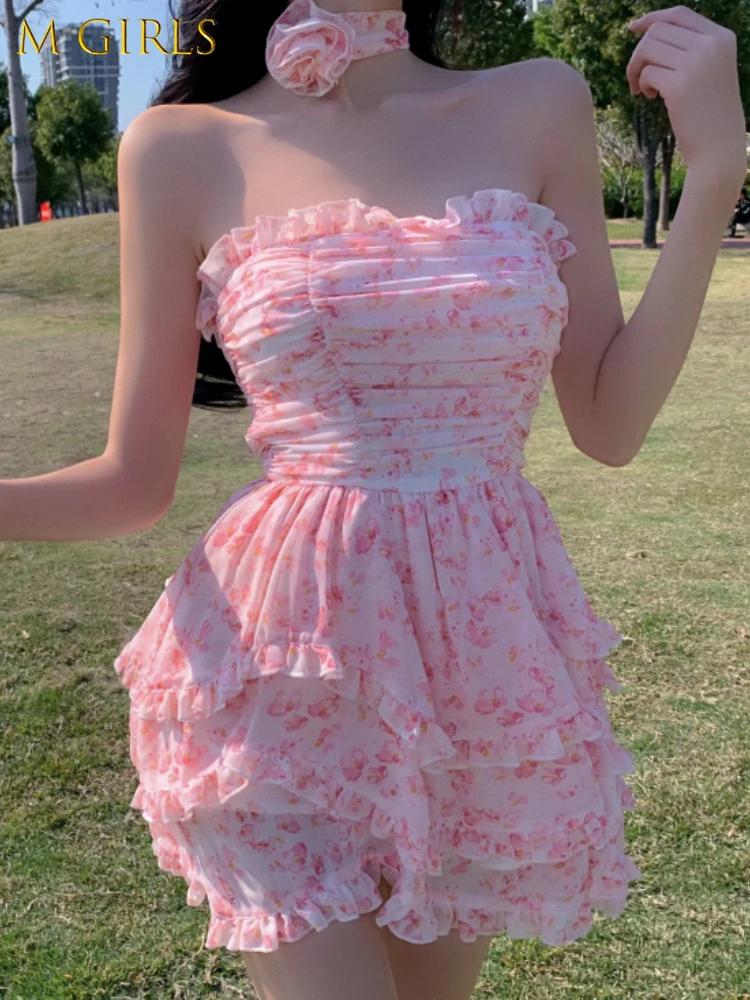 M GIRLS France Floral Sexy Dress Women Summer Pink Elegant Party Mini Dresses Female Sleeveless Patchwork Holiday Korean
M GIRLS France Floral Sexy Dress Women Summer Pink Elegant Party Mini Dresses Female Sleeveless Patchwork Holiday Korean