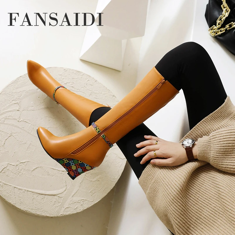 FANSAIDI Winter Female Boots Fashion New Sexy Blue Green Pointed Toe Boots Zipper Wedges Knee High Boots Elegant 41 42 43 
FANSAIDI Winter Female Boots Fashion New Sexy Blue Green Pointed Toe Boots Zipper Wedges Knee High Boots Elegant 41 42 43
