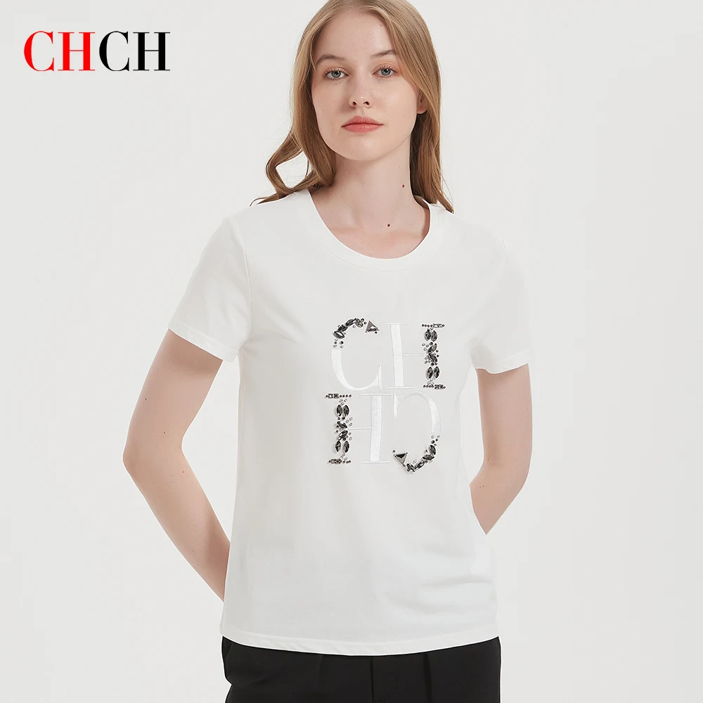 CHCH 2023 New Women's Summer T-shirt Short Sleeve Heavy Craft Embroidery T-shirt Women's Fashion Casual Women's Short Sleeve
CHCH 2023 New Women's Summer T-shirt Short Sleeve Heavy Craft Embroidery T-shirt Women's Fashion Casual Women's Short Sleeve