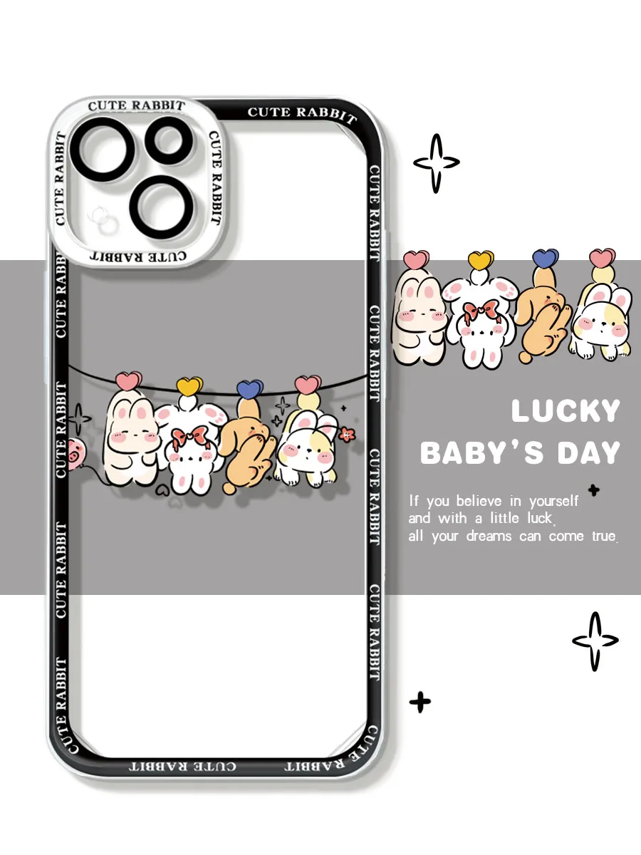 

Funny Rabbit Creative Cartoon Cute Animal Phone Case For IPhone 14Pro Max 13Plus 12 11 X XR/XS INS Style Plain Silicone Cover