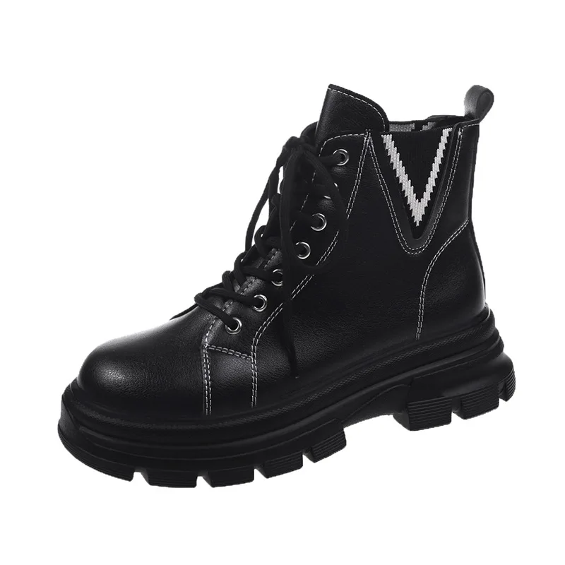 Motorcycle Women's Boots Winter Soft Leather Shoes Black Botas Wedges Female Lace Up Platforms Women Botas Mujer
Motorcycle Women's Boots Winter Soft Leather Shoes Black Botas Wedges Female Lace Up Platforms Women Botas Mujer