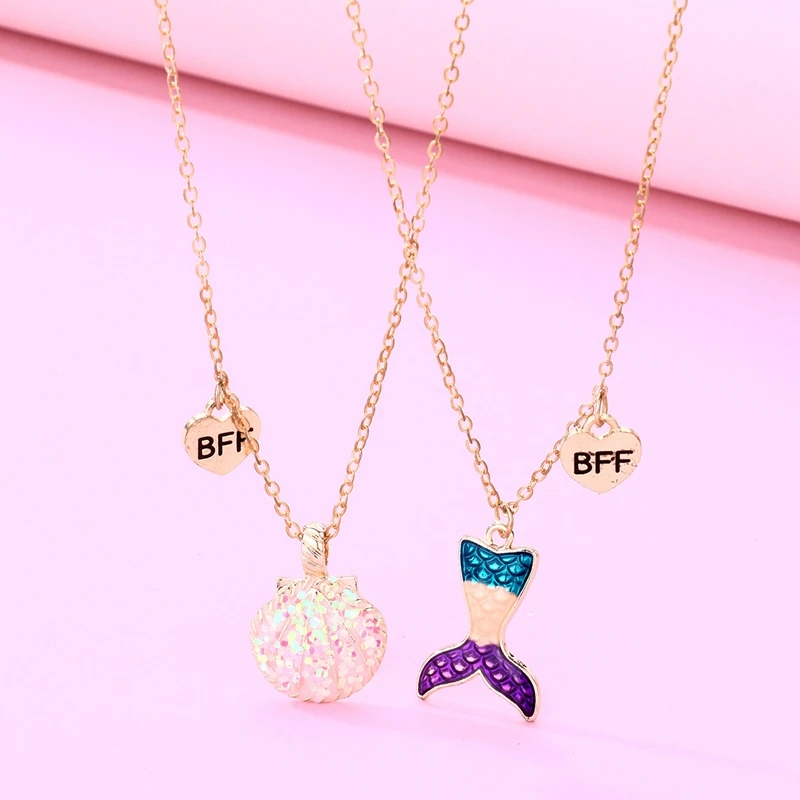 2pcs/set BBF Fishtail Pendant Necklace For Friend Gold Color Clavicle Chain Banquet Party Friendship Gift
2pcs/set BBF Fishtail Pendant Necklace For Friend Gold Color Clavicle Chain Banquet Party Friendship Gift