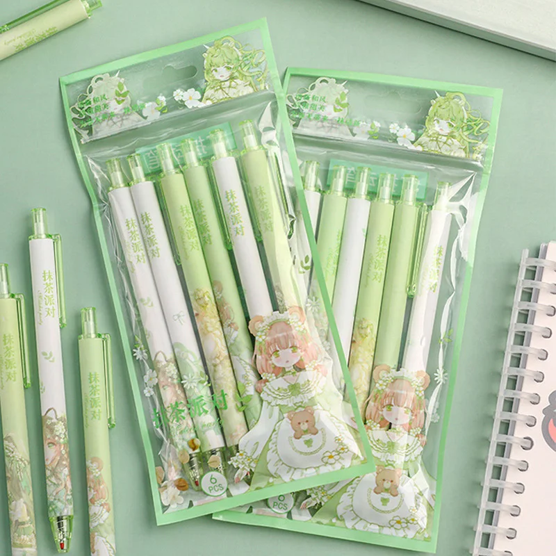 6PCS/SET Gel Pens kawaii Girls Press Writing Pen Quick Drying Water Based 0.5mm Black Signature Pen for Office School Supplies
6PCS/SET Gel Pens kawaii Girls Press Writing Pen Quick Drying Water Based 0.5mm Black Signature Pen for Office School Supplies