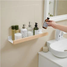 Bathroom Rack Wall-mounted Shower Room Toilet Nordic style Shelf Cosmetic Storage kitchen Multi-purpose Shelf Solid Wood