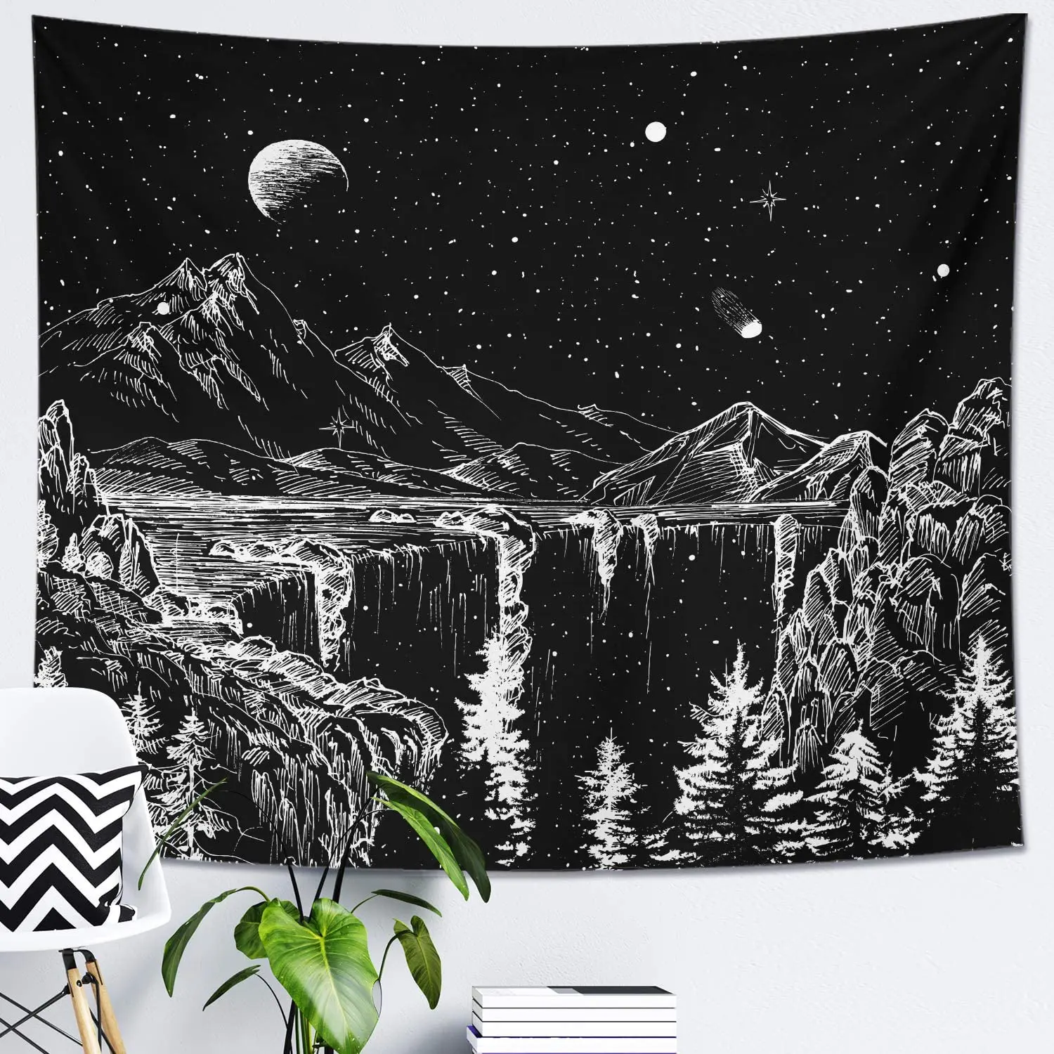 Starry Night Tapestry Mountain Moon Star Black Tapestry Psychedelic Witch Wall Hanging Bedroom Living Room Decoration Aesthetics
Starry Night Tapestry Mountain Moon Star Black Tapestry Psychedelic Witch Wall Hanging Bedroom Living Room Decoration Aesthetics