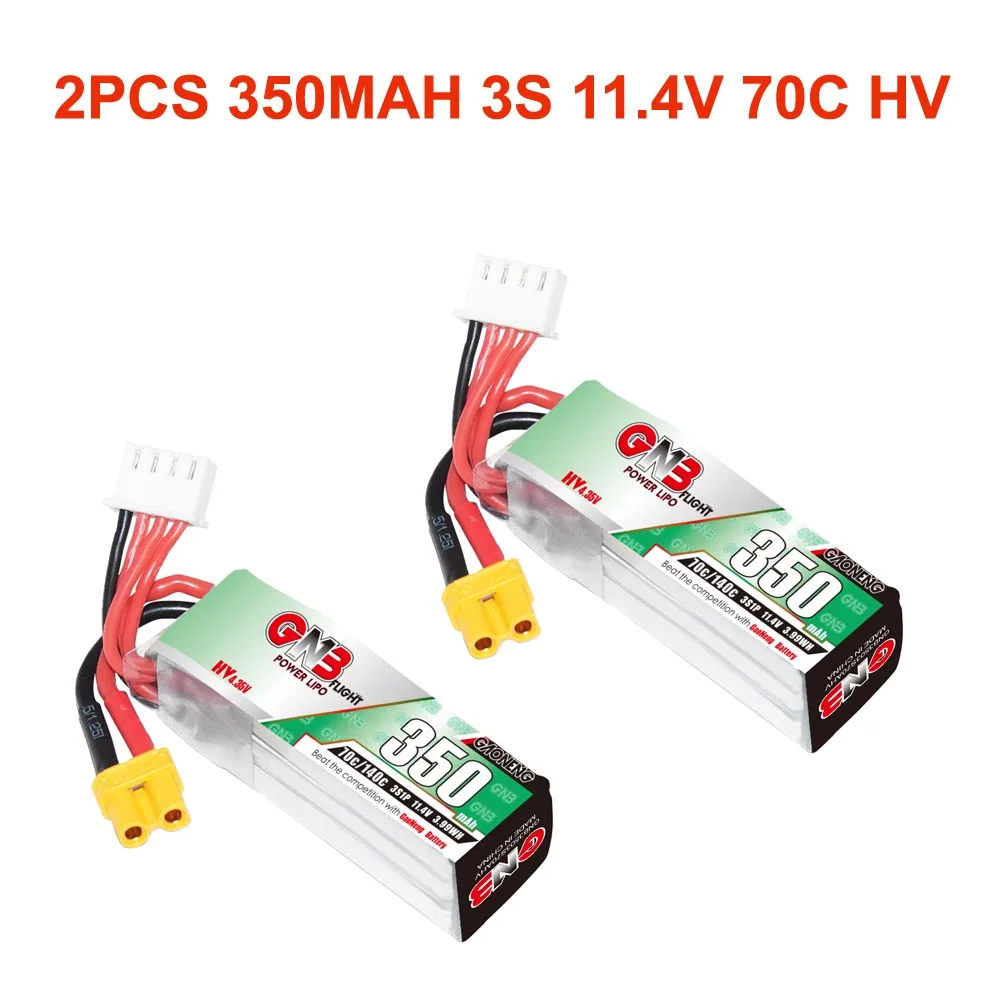 

2PCS Gaoneng GNB 350mah 3S1P 11.4V 70C HV Lipo Battery With XT30 Plug For BETAFPV Beta75X 3S Beta65X 2S Whoop Drones Parts