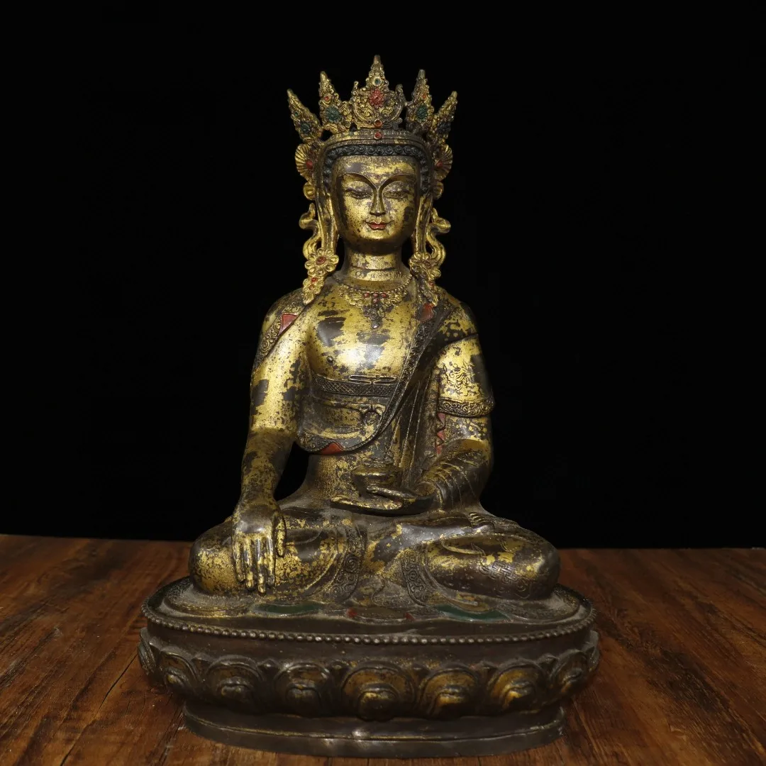 17"Tibetan Temple Collection old Bronze cinnabar mud gold Northern Wei Buddha Shakyamuni worship buddha Town house Exorcism
17"Tibetan Temple Collection old Bronze cinnabar mud gold Northern Wei Buddha Shakyamuni worship buddha Town house Exorcism