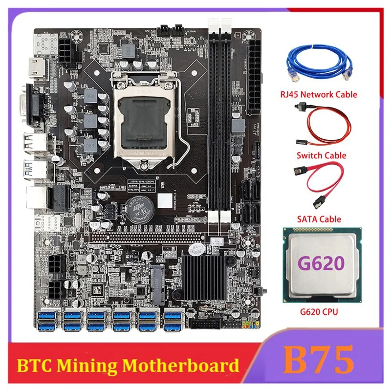 B75 ETH Mining Motherboard 12 PCIE To USB With G620 CPU+ RJ45 Network Cable LGA1155 Support DDR3 B75 USB BTC Miner
B75 ETH Mining Motherboard 12 PCIE To USB With G620 CPU+ RJ45 Network Cable LGA1155 Support DDR3 B75 USB BTC Miner