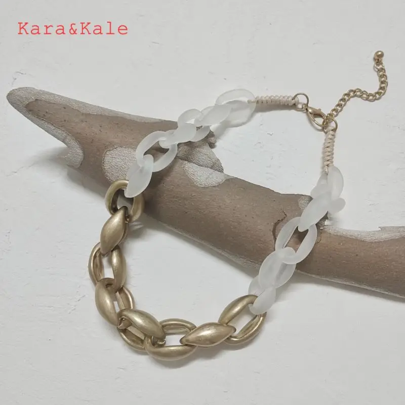

Kara&Kale Short Necklaces Acrylic Chains Metal Chains Frosted Acrylic Beads Hand Braided Women's Necklaces Boho Jewelry