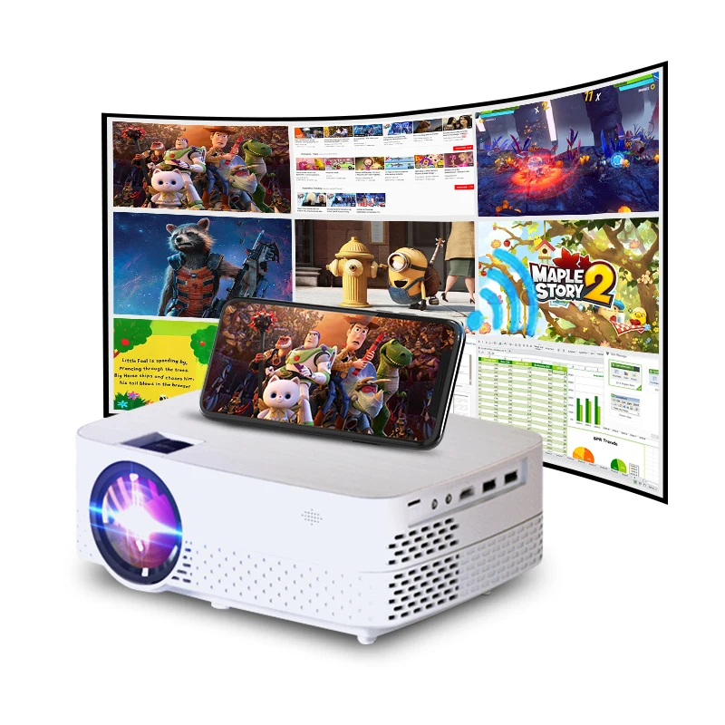 Проектор HD Мобильный телефон Светодиодные проекторы 150 дюймов Большой экран Wifi 7200 люмен Android Bluetooth домашний умный кинотеатр
Проектор HD Мобильный телефон Светодиодные проекторы 150 дюймов Большой экран Wifi 7200 люмен Android Bluetooth домашний умный кинотеатр