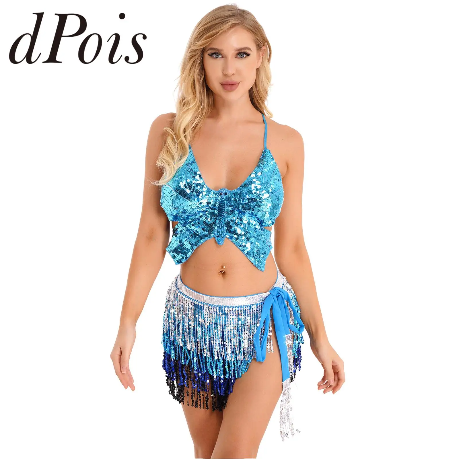 Womens Shiny Sequins Belly Dance Outfits Bellydance Costume Sequin Butterfly Bra Top Bralette with Miniskirt Adult Dance Wear
Womens Shiny Sequins Belly Dance Outfits Bellydance Costume Sequin Butterfly Bra Top Bralette with Miniskirt Adult Dance Wear