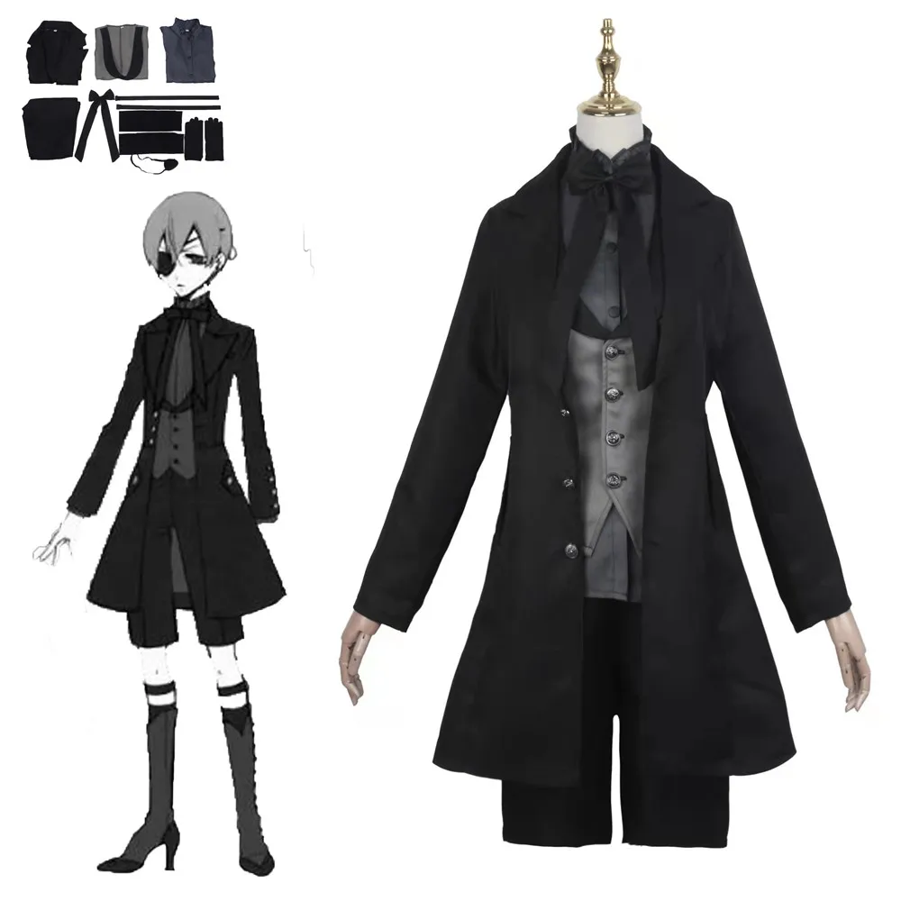 Anime Black Butler Ciel Phantomhive Sebas Cosplay Costumes Aldult Man Woman Jacket Vest Coat Pants Halloween Devil Uniform
Anime Black Butler Ciel Phantomhive Sebas Cosplay Costumes Aldult Man Woman Jacket Vest Coat Pants Halloween Devil Uniform
