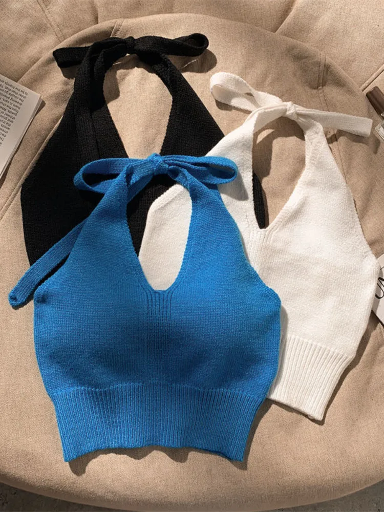 Summer Clothes Halter Knit Top Women 2022 Fashion Solid Color Sexy Y2k Tank Streetwear Chic Simple Basic Crop Tops
Summer Clothes Halter Knit Top Women 2022 Fashion Solid Color Sexy Y2k Tank Streetwear Chic Simple Basic Crop Tops