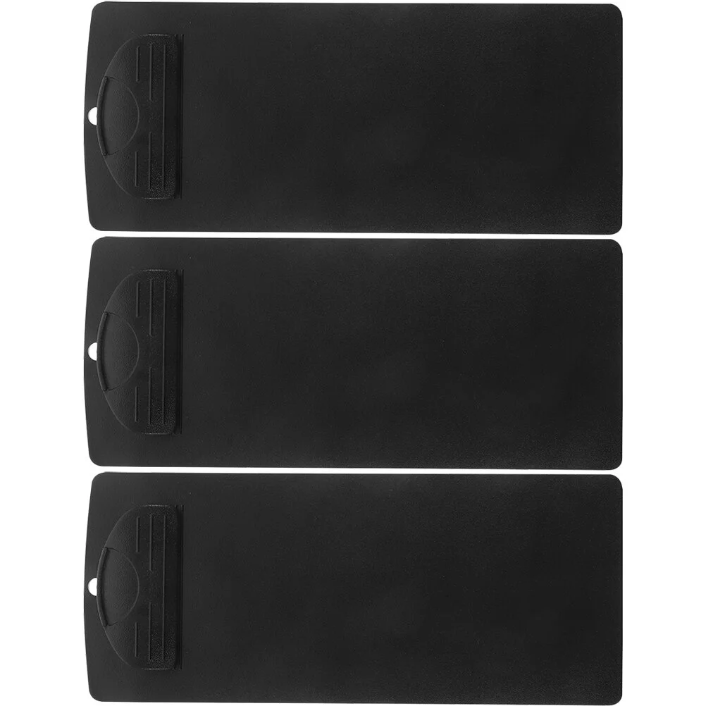 

3 Pcs Bill Folder Menu Bills Clipboard Writing Support Boards Black File Folders Test Abs Resin File Clips Nurse Black