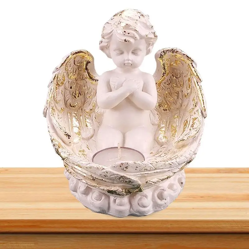 

Bereavement Gifts Sympathy Memorial Angel Wing Resin Statue Candle Holder Church Candle Remembrance Condolence Present