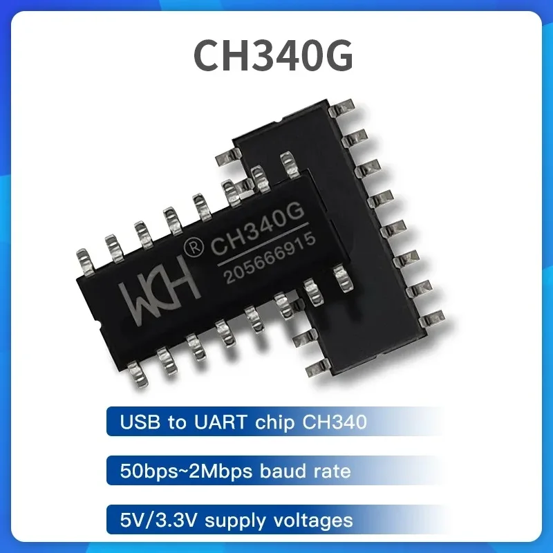 CH340G USB to UART chip Integrated clock 2Mbps baud rate provides TNOW pin for RS485, 10Pcs/Lot
CH340G USB to UART chip Integrated clock 2Mbps baud rate provides TNOW pin for RS485, 10Pcs/Lot