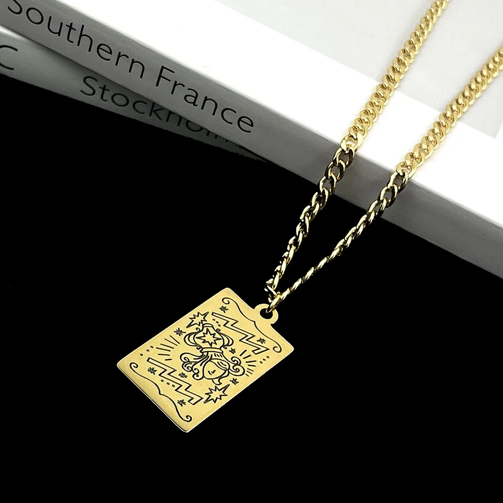 Stainless Steel Men Necklace Personalized Aquarius Constellations Tarot Pendant Womens Necklace Gold Jewelry Gift Colar Feminino
Stainless Steel Men Necklace Personalized Aquarius Constellations Tarot Pendant Womens Necklace Gold Jewelry Gift Colar Feminino