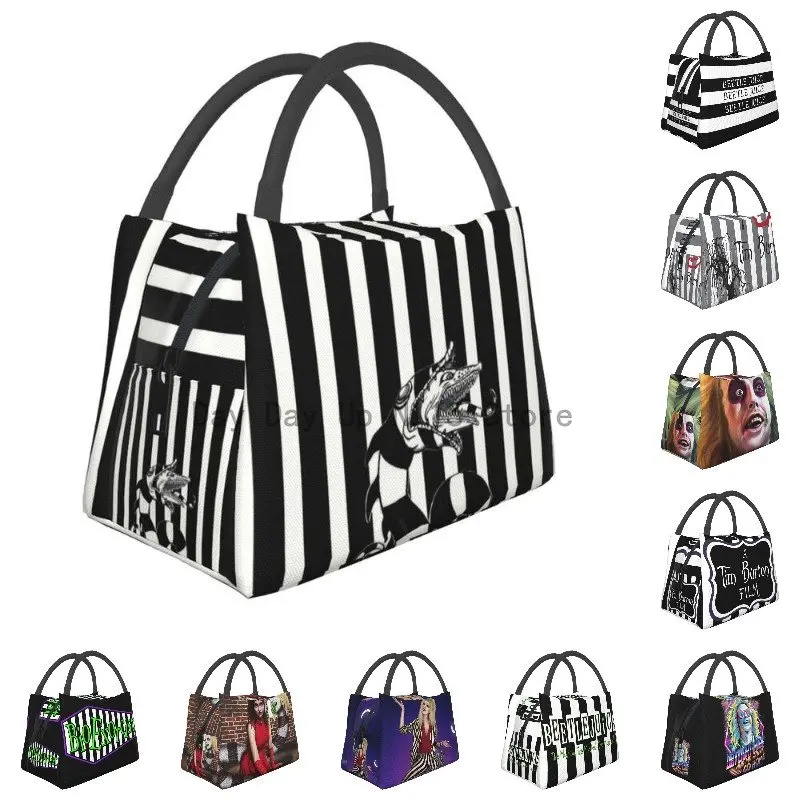 Beetlejuice Barbara Sandworm Stripes Portable Lunch Boxes Horror Movie Adam Maitland Betelgeuse Film Food Insulated Lunch Bag
Beetlejuice Barbara Sandworm Stripes Portable Lunch Boxes Horror Movie Adam Maitland Betelgeuse Film Food Insulated Lunch Bag