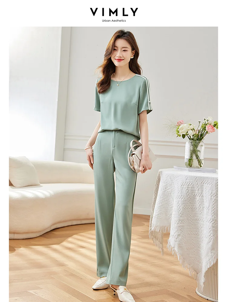 Vimly Summer Tracksuit Women Two Piece Set 2023 Casual Fashion Short Sleeve Tops Straight Pants Suit Outfits Clothes for Women
Vimly Summer Tracksuit Women Two Piece Set 2023 Casual Fashion Short Sleeve Tops Straight Pants Suit Outfits Clothes for Women