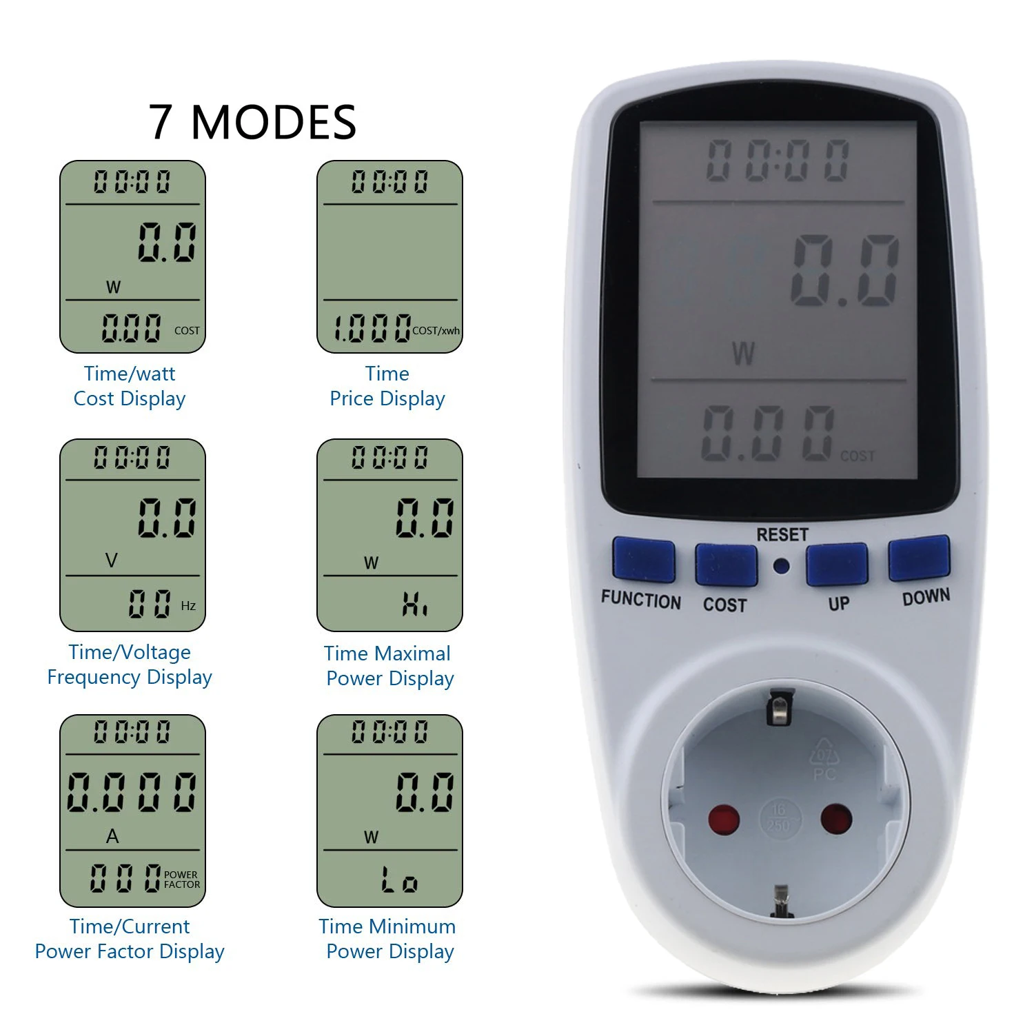 Wattmeter Power Socket Voltage Consumption Electricity Measuring Energy Multifunction Meter Digital Analyzer
Wattmeter Power Socket Voltage Consumption Electricity Measuring Energy Multifunction Meter Digital Analyzer