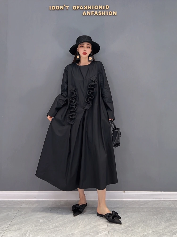 SuperAen 2022 Spring New Fashion Black Slim Cotton and Linen Casual Oversized Loose O-Neck A-LINE Dresses for Women
SuperAen 2022 Spring New Fashion Black Slim Cotton and Linen Casual Oversized Loose O-Neck A-LINE Dresses for Women