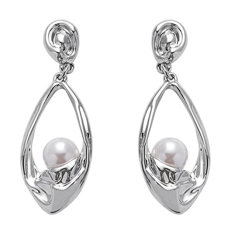 

Eetit 2023 Zinc Alloy Geometric Hollow Imitation Pearls Drop Dangle Earrings Simple Metal Charm Vintage Jewelry Accessories Gift