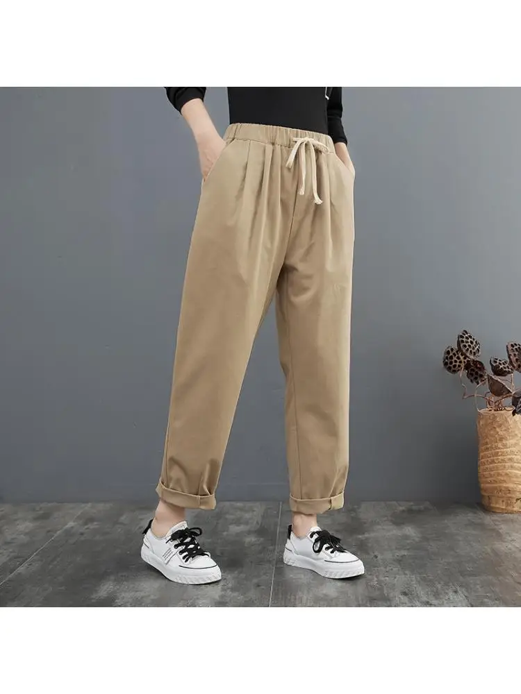 New 2022 Spring Women Literary Cotton Loose Elastic Waist Harem Pants Fashion Casual Pleated Women Pants Clothes M147
New 2022 Spring Women Literary Cotton Loose Elastic Waist Harem Pants Fashion Casual Pleated Women Pants Clothes M147