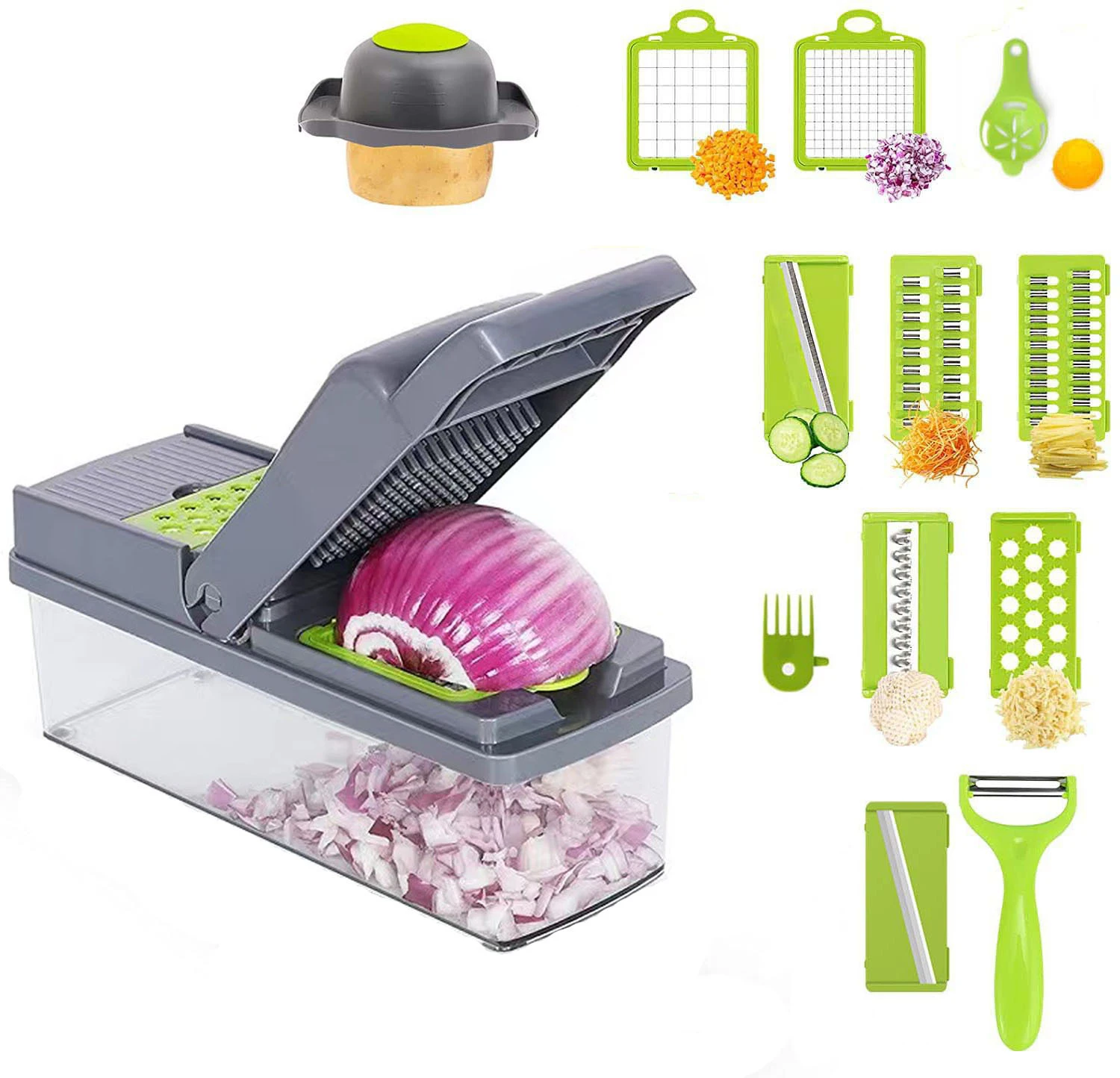 

Многофункциональная овощерезка, стальное лезвие, слайсер для картофеля, Овощечистка, ножи для нарезки, терка для моркови и сыра, измельчитель, кухонные приспособления